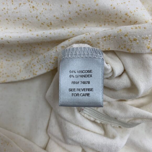 Cache Blouse Women S Small Ivory Gold Studded Embellished Scoop Neck Ruched Side - Picture 9 of 11